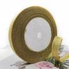 Fita Colorida com Glitter de 1,2 cm de Largura e 22 m de Comprimento para Decoração de Bolo de Confeitaria Fita de Cetim com Glitter Dourado e Prateado Fita para Laços de Presente Atacado