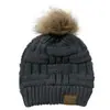Otoño e invierno 2020 explosiones de eBay gorro de lana gorro de lana de rayas de bambú estándar CC con pompón sombrero para coleta cruzada