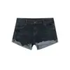 Shorts de mezclilla azul ultra cortos para mujer, pantalones de verano sexys de tiro bajo con dobladillo enrollado, hot pants de estilo americano calientes y ajustados que realzan las caderas para usar como prenda exterior