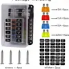 Caja de Fusibles para Coche, Accesorios para Barco y Coche, Tipo Tornillo Enchufable con Terminal Negativo, Luz Indicadora LED, Caja de Fusibles de Múltiples Vías