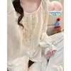 Comercio Exterior Wholesale Pijamas para Mujer Primavera y Otoño con Almohadillas en el Pecho Estilo Coreano Estilo Princesa Suelto Algodón Nube Manga Larga Conjunto para Casa