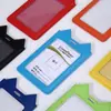 Porta-Cartões de Couro Sintético PU com Vários Slots Porta-Crachá Cordão de Marca Crachá de Trabalho Cordão de Estudante Cartão Refeição Estilo Cetim
