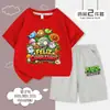 Plantas vs. Meninos. Conjunto de Roupa de Verão 2025 Novo Algodão Puro Roupas de Verão Camiseta Infantil Conjunto