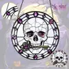 Caveira de Halloween Transfronteiriça Pegador de Sol de Vitral Redondo Ornamento Pendurado de Vitral Decoração de Casa Transfronteiriça