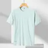 Camiseta Deportiva Casual de Verano, Cuello Redondo, Manga Corta, Seda Helada, Transpirable, Fresca, Simple, Holgada, Delgada, Venta al por Mayor