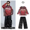 Conjunto de Hip-Hop Retro Americano de Manga Larga para Niños, Atuendo de Baile Callejero de Año Nuevo, Conjunto de Manga Larga Retro Americano Genial para Niños, Atuendo de Baile de Jazz de Moda para Niñas