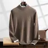 Suéter de caxemira para homens com gola alta e meia camisola de manga comprida casual de negócios outono e inverno novo top