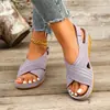 Nuevas Sandalias de Cuña con Tiras Cruzadas 2026 para Mujer, Verano, Comercio Exterior Transfronterizo, Talla Grande, Sandalias Ligeras de Suela Gruesa al por Mayor 43