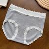 Bragas de algodón para mujer de otoño e invierno, con cadera extendida, entrepierna de encaje, ropa interior transpirable de talla grande 7A, pantaletas antibacterianas