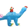 1.8m Hombre Mayor Montando un Dinosaurio Inflable Azul Decoración Inflable Navideña para Fiesta Navideña Papá Noel