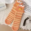 Calcetines de Otoño e Invierno para Mujer, Calcetines Caídos de Lana Australiana con Dibujos de Peces Feos de Media Pantorrilla, Calcetines de Dormir de Dibujos Animados Feos y Lindos en 3D, Calcetines para el Suelo del Hogar