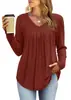 Camiseta casual de manga larga transfronteriza de Amazon, estilo europeo y americano otoño/invierno, camiseta de moda plisada
