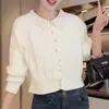 Cárdigan de punto cruzado para mujer estilo Chanel, con cuello polo, bloques de color, de un solo pecho, holgado, a la moda, de manga larga, tejido de ochos