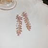 Pendientes de borla con forma de mariposa rosa y circonita plateada, elegantes y lujosos, para mujer.