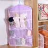 Bolsa de Armazenamento Classificadora para Roupas Íntimas e Meias, com 16 Compartimentos, Bolsa de Pendurar, Bolso Traseiro de Porta de Parede, Organizador de Armazenamento Suspenso