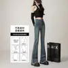 Jeans acampanados de cintura alta deshilachados para mujer otoño e invierno populares 2022 nuevos pantalones retro ajustados a la moda ins