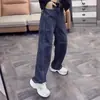 Jeans Estrechos de Pierna Recta Estilo Americano para Mujer, Nuevo Estilo Otoño e Invierno 2024, Tallas Grandes, Pantalones Scimitar de Pierna Ancha Adelgazantes