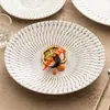 Fabricante de Platos de Cerámica Blanca Suave para Mesa, Vajilla Creativa con Relieve para Hotel, Presentación Artística de Platos, Platos Redondos Grandes