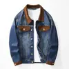 Jaqueta de Trabalho Casual Retrô Japonesa Moída em Pedra Pesada Solta Tendência Lavada Gola Reversível Nova Jaqueta Jeans Masculina Algodão