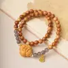 Pulsera Original DIY de Madera de Durazno, Caqui Símbolo de Buena Fortuna, Accesorios Sencillos para Hombres y Mujeres, Cuentas de Oración, Joyería Coleccionable, Venta al por Mayor desde el Fabricante