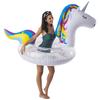 Venta al por mayor, nuevo anillo de natación inflable de PVC con lentejuelas y purpurina rosa de unicornio.