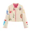 Deeabae Outono Nova Roupa Feminina Estilo Doce Gola Redonda Manga Longa Bordado Contrastante Jaqueta Curta 4786206