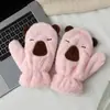 Luvas de Pelúcia de Capivara Fofas para Mulheres no Inverno, Forradas com Lã para Heattech, Podem Ser Penduradas no Pescoço para Ciclismo, Proteção Contra o Frio para Estudantes, Luvas Completas
