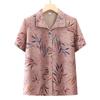 Camisa de Verão de Manga Curta para Mulheres Idosas, Vovó de 70 Anos, Blusa Elegante de Manga Curta para Esposa, Top da Moda com Colarinho Pontudo para Sogra