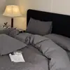 Conjunto de cama de quatro peças em jacquard 100% algodão, algodão puro, estilo vintage de luxo leve, capa de edredom escovada, lençol de cama para dormitório conjunto de cama de três peças