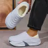 Pantuflas de algodón impermeables para mujer, modelo nuevo para parejas, aptas para uso en exteriores y en casa, con forro polar añadido para mayor calidez, antideslizantes, de suela gruesa, pantuflas de meter para hombre, otoño e invierno