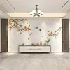 Novo Papel de Parede Paisagem com Flor de Ginkgo e Pássaros Estilo Chinês, Papel de Parede para Fundo de Sofá e TV na Sala de Estar, Revestimento de Parede Decorativo Estilo Antigo para Quarto