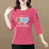 Comércio Exterior Transfronteiriço último lote grande marca etiqueta cortada moderna camiseta de manga três quartos top feminino plus size para mães de meia-idade e idosos