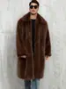 F0953 Exportación Europea y Americana Otoño e Invierno Nuevo Abrigo Largo de Cuello Cuadrado para Hombre con Piel Sintética Abrigo Grueso Cálido para Hombre