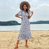Estación Independiente Amazon Comercio Exterior Transfronterizo Vacaciones de Verano en la Costa Vestido Elegante Nuevo para Mujer Europeo y Americano con Cordones