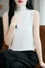 Camiseta básica de punto versátil de suministro directo para otoño e invierno al por mayor, chaleco sin mangas con cuello alto apilado, disponible en estilo coreano, blanco