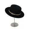 Sombrero de Lana de Ala Plana con Cinturón Estilo Francés para Mujer, Sombrero de Fieltro Versátil para Moda de Otoño e Invierno, Sombrero de Jazz Retro para Socialité
