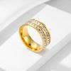 Anillo de Acero Inoxidable de una y doble fila de pequeños diamantes cuadrados, diamantes completos, estrellas japonesas y coreanas, oro rosa, anillo de cola para niña, en vivo