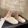 Outono 2026 Venda Quente Mules Fechados Sapatos de Pelo Estampa de Leopardo Femininos Outono Francês Verão Externo Pantufas de Algodão Pelúcia Pantufas Fechadas