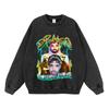 Moletom com Capuz e Gola Redonda Estilo High Street Estampado de Rapper Cruzado Solto Oversize Masculino e Feminino Floral de Algodão Puro