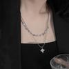 Nuevo Collar de Estrella de Cuatro Hombres Apilado de Doble Capa para Mujer Personalidad Diseño Nicho Sentido Accesorios Dulce Cool Chica Picante Collar Combinable