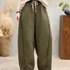Pantalones de verano retro artísticos de tiro alto con cordón, cintura elástica, bajo curvo, estilo baguette, holgados y estilizados, pantalones casuales de moda
