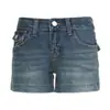 Jeans retro americanos de tiro bajo, nuevo estilo verano 2026, shorts sexys elásticos bordados que realzan la figura con estampado de bambú, disponibles para venta al por mayor