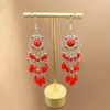 Brincos Coloridos Estilo Étnico Retrô Acrílico Gota d'Água Tassel Boêmio Longos Brincos Acessórios de Viagem Yunnan
