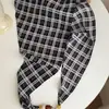 Cachecol de Lã Xadrez Retrô Estilo Academia com Contas para Mulheres, Cachecol de Seda para Mulheres, Cachecol Decorativo de Uso Múltiplo para Primavera e Verão, Lenço de Cabeça, Acessório de Cinto de Cintura