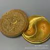 Caixa de Tinta Antiga com Padrão de Dragão, Designs de Tai Chi e Bagua, Recipiente de Tinta com Tampa, Dragão Brincando com Pérolas e Nuvens Auspiciosas, Caixa de Tinta Decorativa para Sala de Estudo