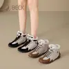 Botas Femininas de Cano Alto Gorilla 2026 Outono e Inverno Couro Genuíno Versátil Forradas com Lã Espessadas Botas de Neve Esportivas Casuais Botas Curtas Femininas