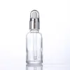Botellas de vidrio transparente para aceites esenciales al por mayor transfronterizas con gotero de goma 5-120ml dispensador de aceite esencial gotero botellas de vidrio vacías