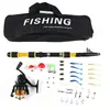 Set de Caña de Pescar con Carrete Transfronterizo, Caña Marina Retráctil, Carrete de Pesca, Combo de Caña de Señuelo, Kit de Pesca para Principiantes, Caña de Pesca Corta para Lanzamiento a Larga Distancia