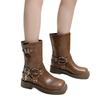 Botas de Vaquero Occidentales, Botas Largas Marrones Estilo Europeo y Americano, Botas Melard para Mujer, Estilo Delgado de Verano, Botas de Montar de Media Caña con Suela Gruesa