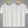 Camiseta de Hielo de Seda de Verano para Hombre, Cuello Redondo, Secado Rápido, Manga Corta, Delgada, Transpirable, Manga Media, Talla Grande, Top Deportivo Holgado de Moda para Hombre